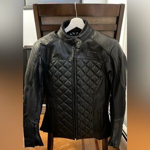 Armored leather motorcycle jacket